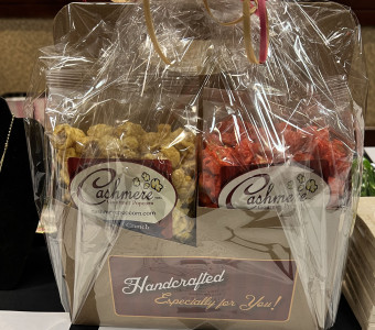 Cashmere Gourmet Popcorn gift basket for the silent auction.