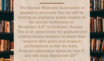 Over a background of books on shelves, the text explains the KMA 2026 Poster Session and the KMA logo is in the bottom right.